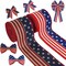 2 Rolls Patriotic Ribbon - American Flag Wired Ribbon Set, Vintage & Classic USA Stars and Stripes Decoration
